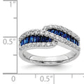Baguette Blue Sapphire and Diamond Prong 14K White Gold Infinity Halo Ring by Fine Color Jewels