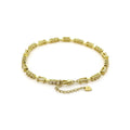 Baguette White Topaz Prong 14k Yellow Gold Plated Silver Link Bracelet by Fine Color Jewels