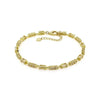 Baguette White Topaz Prong 14k Yellow Gold Plated Silver Link Bracelet