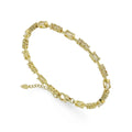 Baguette White Topaz Prong 14k Yellow Gold Plated Silver Link Bracelet by Fine Color Jewels