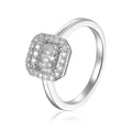 Baguette White Topaz Prong Sterling Silver Fashion Halo Ring by Fine Color Jewels