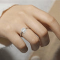 Baguette White Topaz Prong Sterling Silver Fashion Halo Ring by Fine Color Jewels