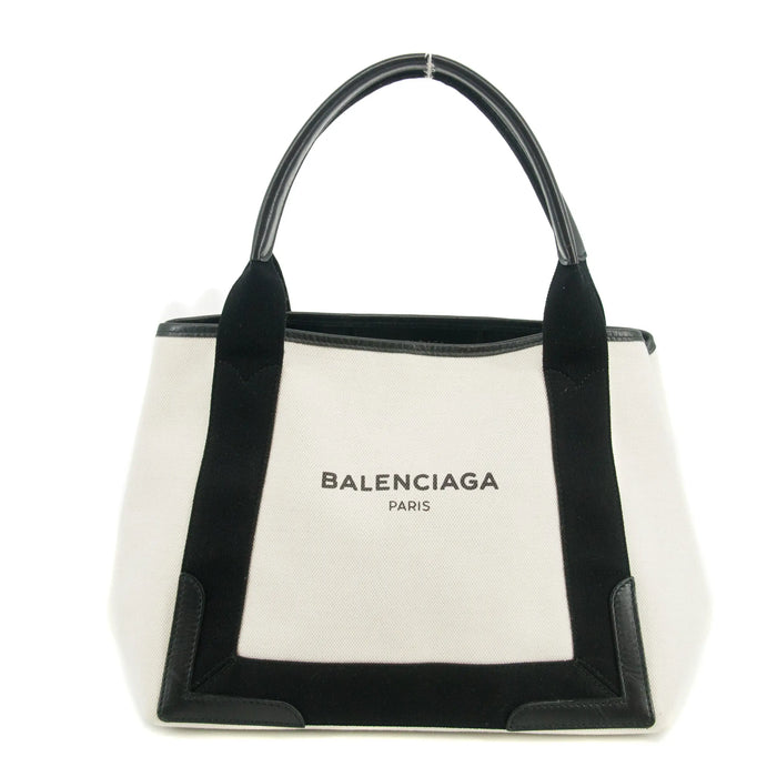 Balenciaga Logo White / Black Canvas Cabas Tote Bag-#3163 by Bolt Boutique