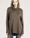 Bamboo Loose Fit Turtle Neck Top - Dk. Olive