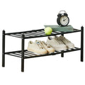 Bamboo Shoe Rack 2-Tier Stackable Shoe Shelf by DailySale