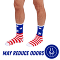 Premium Bamboo Rayon Crew Red White and Blue Flag Socks - Gift Box 3 Pair by Bamboo Sports