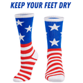 Premium Bamboo Rayon Crew Red White and Blue Flag Socks - Gift Box 3 Pair by Bamboo Sports