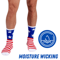 Premium Bamboo Rayon Crew Red White and Blue Flag Socks - Gift Box 3 Pair by Bamboo Sports