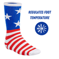 Premium Bamboo Rayon Crew Red White and Blue Flag Socks - Gift Box 3 Pair by Bamboo Sports