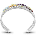 4.82 Carat Genuine Multi Stones .925 Sterling Silver Cuff Bangle by Bids.com