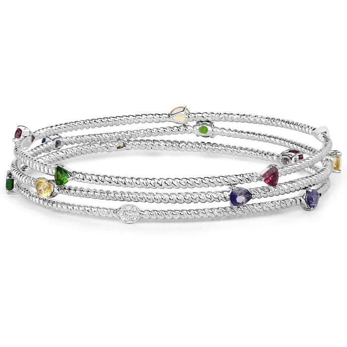 Genuine Multi Stones Bangle by Fine Color Jewels