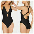 Bar Lll Black Like It or Knot Racerback Swimsuit One-Piece Bathing Suit by Vanessa Jane