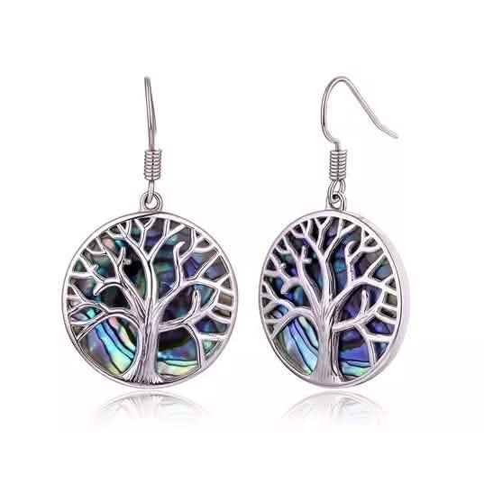 Barzel Tree of Life Drop Earrings with Abalone Pearl by DailySale