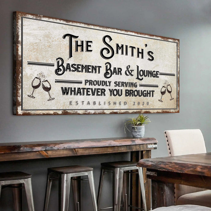 Basement Bar And Lounge Sign X by Tailored Canvases