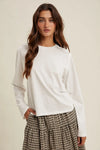 Basic Long Sleeve Tee With Raw Edge Detail