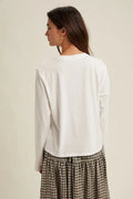 Basic Long Sleeve Tee With Raw Edge Detail by Boutique 23