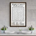 Bathroom Word Search Sign by Tailored Canvases