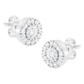 14k White Gold 1 cttw Diamond Halo Stud Earrings (I-J Clarity, I1-I2 Color) by Bids.com