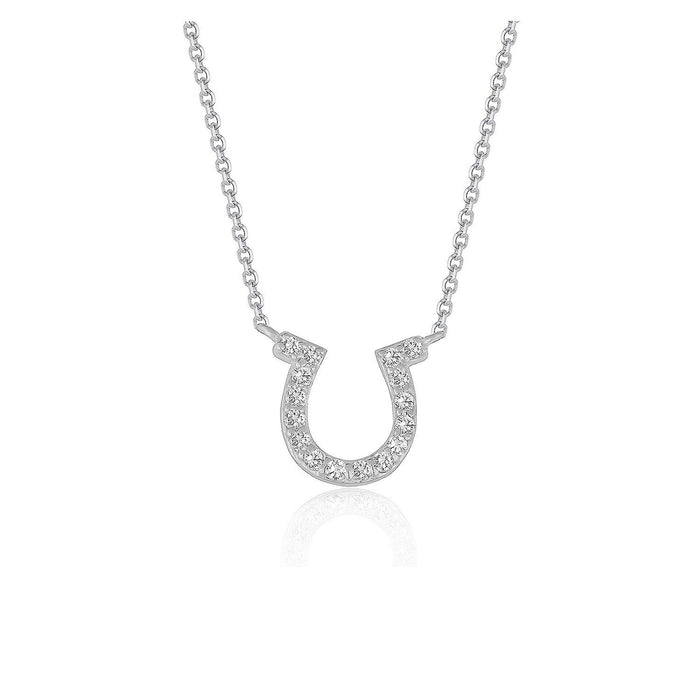 14k White Gold Horseshoe Design Diamond Pendant by Bids.com