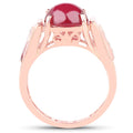 14K Rose Gold Plated 4.71 Carat Genuine Glass Filled Ruby and White Topaz .925 Sterling Silver Ring by Bids.com
