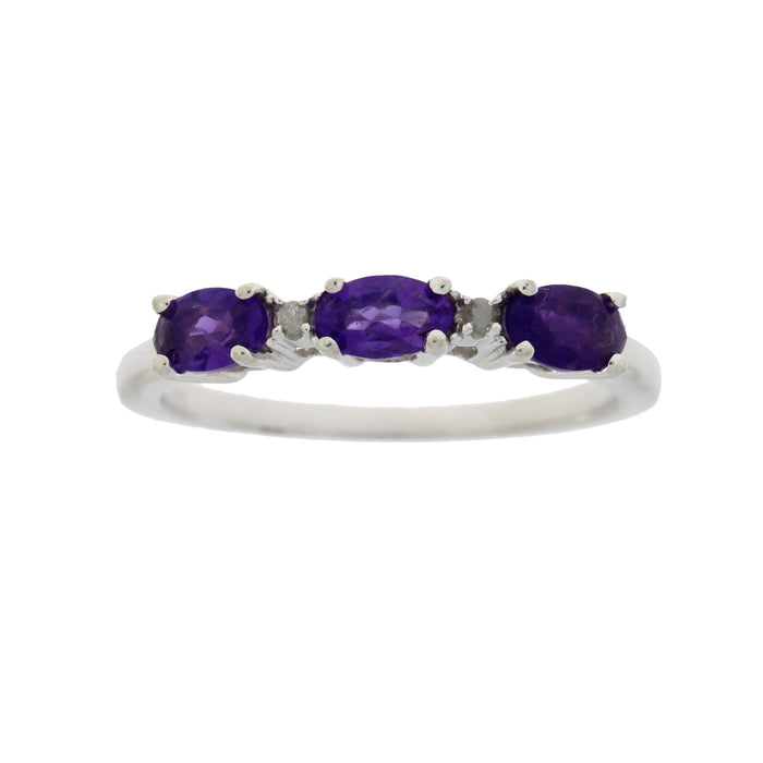 .70ct Amethyst Diamond Ring Sterling Silver by Bids.com