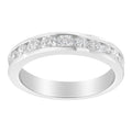 IGI Certified 1.0 Cttw Diamond 18K White Gold Channel-Set Half-Eternity Band Wedding Ring (E-F Color, I1-I2 Clarity) - Size 5-1/2 by Bids.com