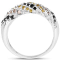 0.63 Carat Genuine Champagne Diamond, Yellow Diamond & Black Diamond .925 Sterling Silver Ring by Bids.com