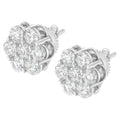 Sterling Silver 2 cttw Floral Composite 7 Stone Diamond Stud Earring (I-J, I1-I2) by Bids.com