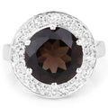4.52 Carat Genuine Smoky Quartz and White Topaz .925 Sterling Silver Ring by Bids.com