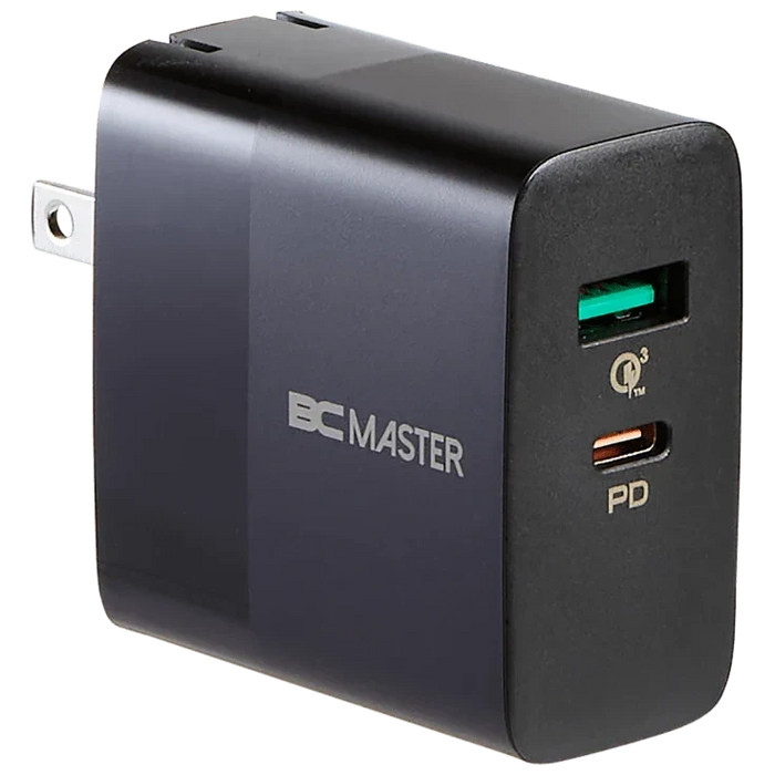 BCMASTER 2-Port Wall Charger 30W USB-C PD and 18W USB-A by DailySale