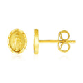14k Yellow Gold Oval Religious Medallion Post Earrings by Bids.com