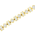 14K Yellow Gold 7.50 Cttw Princess and Baguette Diamond Geometric Link Bracelet by Bids.com