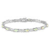 Oval White Created Opal & Diamond Prong Sterling Silver Infinity Link Bracelet