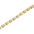 10K Yellow Gold Plated Sterling Silver 1 cttw Diamond Link Bracelet (J-K Clarity, I1-I2 Color) - Size 7" by Bids.com
