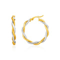 Two-Tone Twisted Wire Round Hoop Earrings in 10k Yellow and White Gold by Bids.com