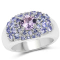 2.43 Carat Genuine Amethyst and Tanzanite .925 Sterling Silver Ring by Bids.com