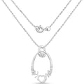 Round White Diamond Prong Silver Heart Pendant Necklace by Fine Color Jewels