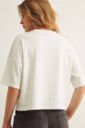 BUTTON DOWN ROUND NECK HALF SLEEVE TOP: WHITE by Boutique 23