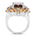 6.72 Carat Genuine Smoky Quartz, Citrine and White Diamond .925 Sterling Silver Ring by Bids.com
