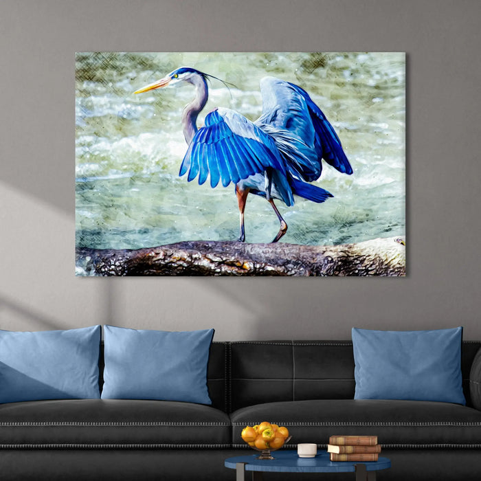 Beach Blue Heron Canvas Wall Art II by Tailored Canvases