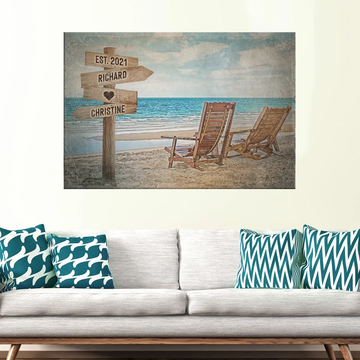 Beach Couple Names Sign by Tailored Canvases