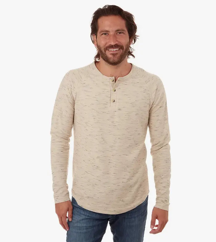 Beckett Long Sleeve Henley - Almond by Boutique 23