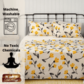 DaDa Bedding Yellow Fleur Floral Fitted and Flat Sheet Set by DaDalogy Bedding Collection