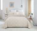 DaDa Bedding Soft Charming French Country Ruffles Quilted Cotton Bedspread Set - Ivory Cream Tan (JHW873) by DaDalogy Bedding Collection