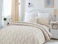 DaDa Bedding Soft Charming French Country Ruffles Quilted Cotton Bedspread Set - Ivory Cream Tan (JHW873) by DaDalogy Bedding Collection