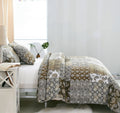 DaDa Bedding Bohemian Olive Brown Moroccan Paisley Floral Filigree Patchwork Cotton Bedspread Set (JHW-885) by DaDalogy Bedding Collection