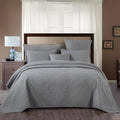 DaDa Bedding Floral Vintage Stone Wash Grey Matelassé Ash Silver Diamond Pattern Quilted Bedspread Set (JHW855) by DaDalogy Bedding Collection