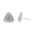 .925 Sterling Silver Diamond-Accented Trillion Shaped 4-Stone Halo-Style Stud Earrings (H-I Color, I2-I3 Clarity) by Bids.com
