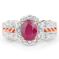 14K Rose Gold Plated 1.67 Carat Glass Filled Ruby and White Topaz .925 Sterling Silver Ring by Bids.com