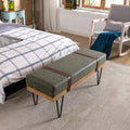 Bench for Bedroom Entryway Linen Ottoman Fabric Upholstered with Soft Cushion and Solid Wood Frame by DailySale